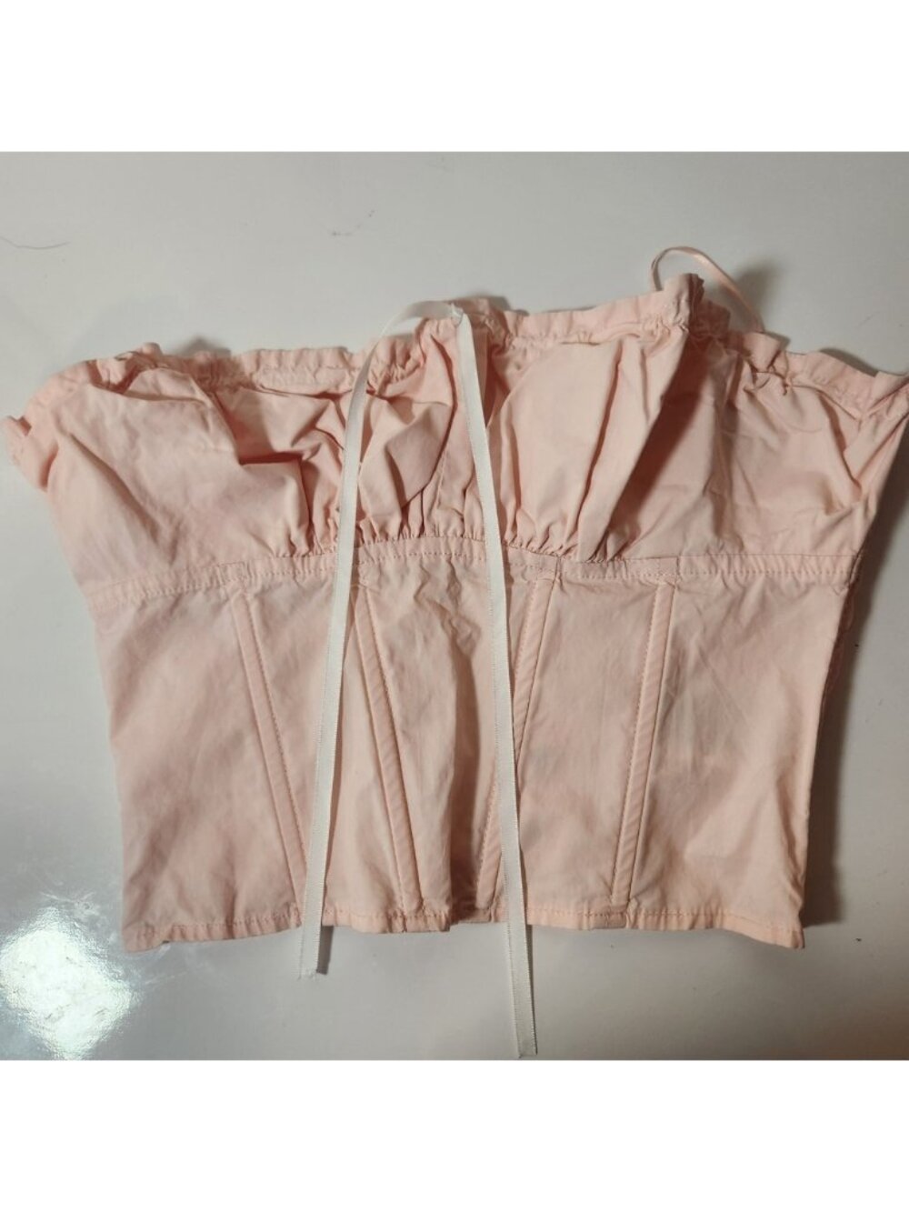 Edikted Pink Corset Top Strapless Hook Eye Front Boned Bustier Y2K XS